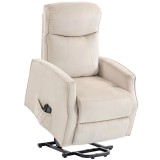 HOMCOM Fotoliu Electric cu Ridicare 150&deg; din Material ce Imita Inul cu 8 Puncte de Masaj, &Icirc;ncălzire, Bej | Aosom Romania
