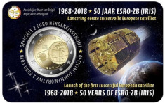 BELGIA 2018 - 2 Euro comemorativ ?50 ani ? satelitul ESRO ? 2B? BU /coincard /ND foto