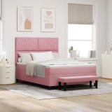 VidaXL Pat cu arcuri cu saltea cu headboard Roz 160 x 200 cm Catifea 3344593