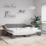 Cumpara ieftin Pat de zi cu extensie, gri taupe, 80x200 cm, textil