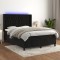 vidaXL Pat cu arcuri, saltea și LED, negru, 140x190 cm, catifea 3139741