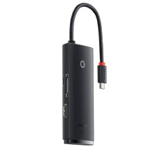 DOCKING Station Baseus Lite, conectare PC USB Type-C, USB 3.0 x 2, USB Type C x 1, HDMI x 1/4K/30Hz, card reader SD/microSD, negru &quot;WKQX050001&quot; (timbr