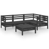 Set mobilier de gradina, 5 piese, negru, lemn masiv de pin