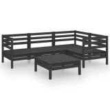 Set mobilier de gradina, 5 piese, negru, lemn masiv de pin