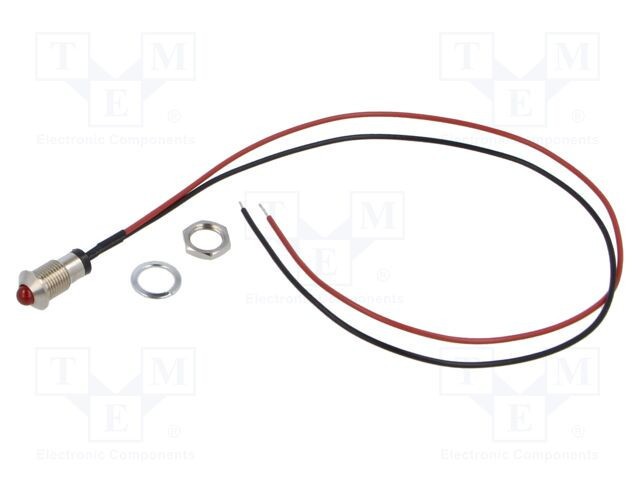 Lampă LED convexă roşie 2,1VDC &Oslash;8mm MPC metal BIVAR 2mcd