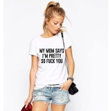 Tricou dama alb - My MOM says - XL