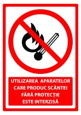 Semn pentru utilizarea aparatelor care produc scantei foto