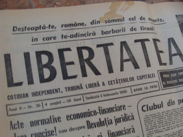 ziarul libertatea - 3 februarie 1990