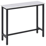 HOMCOM Masă de Bar Masă &Icirc;naltă de Bucătărie Mange-debout - dim. 120L x 40l x 100A cm - cadru picior din Oțel Negru, Blat Aspect marmură Alb | Aosom Ro