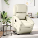 vidaXL Fotoliu rabatabil electric cu ridicare, crem, piele ecologică