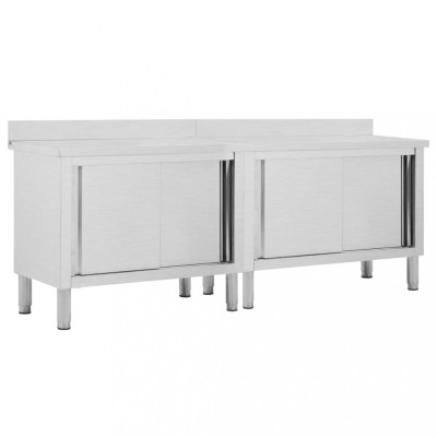 vidaXL Mese lucru uși glisante 2 buc 240x50x(95-97) cm oțel inoxidabil 3055903 foto