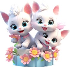 Sticker decorativ Pisicute, Alb, 62 cm, 7703ST-3 foto