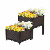Cutie de flori din plastic - rattan - personalizabilă - 39 x 39 x 22 cm
