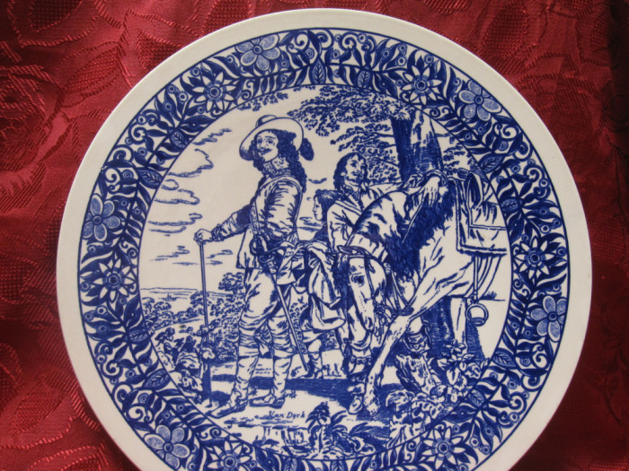 APLICA FARFURIE CERAMICA DELFT DECOR SEMNAT VAN DYCK CAROL I LA VANATOARE 34 CM