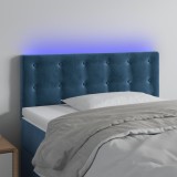VidaXL Tăblie de pat cu LED, albastru &icirc;nchis, 100x5x78/88 cm, catifea