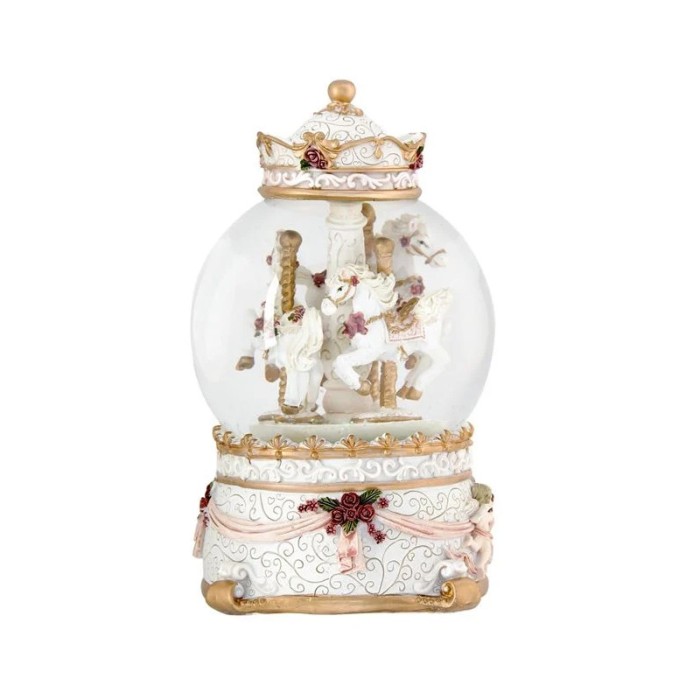 Glob de Zapada Decorativ, Muzical, Carusel de Craciun, 17 cm