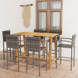 Cumpara ieftin Set mobilier bar de grădină, 7 piese, gri