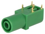 Conector banană 4mm soclu 24A 33mm verde aurit pe panou