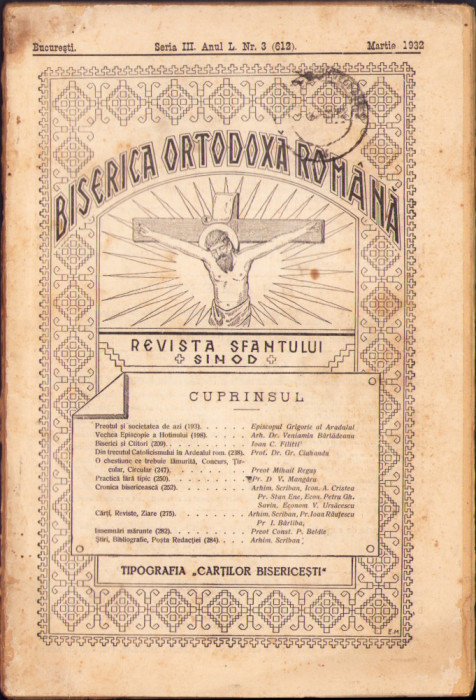 HST C1738 Biserica Ortodoxă Rom&acirc;nă 3/1932 Revista Sf&acirc;ntului Sinod