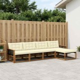 vidaXL Set de canapele de exterior cu pernă 5 pcs Natural și Crem 3381358