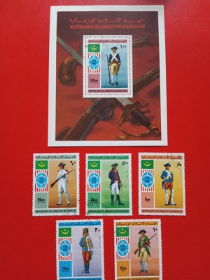 MAURITANIA, INDEPENDENȚA SUA UNIFORME - COLIȚĂ + SERIE COMPLETĂ ȘTAMPILATĂ foto