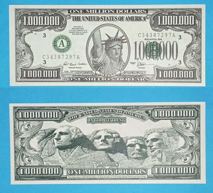 (SUA) Statele Unite ale Americii 1.000.000 Dollars 1996 &#039;Rushmore&#039; UNC Fantasy