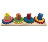 Jucarie de stivuit cu roti zimtate,Lemn,Multicolor, Oem