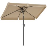 SONGMICS Umbrela de gradina cu manivela, UPF 50+, inclinare 30&deg;, structura metalica, 300x200 cm, maro taupe