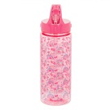 Sticlă Apă, Flip Top, Model Curcubeu, Culoare Roz, Capacitate 0,5L, Oem