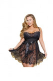 Babydoll Chemise Sexy cu chilot, Plus Size M