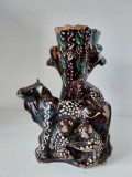 Vaza ceramica obiect decor suvenir din statiune, romanesc, vechi, anii 50-60