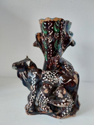 Vaza ceramica obiect decor suvenir din statiune, romanesc, vechi, anii 50-60 foto