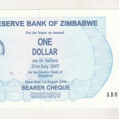 bnk bn Zimbabwe 1 $ 2006 unc