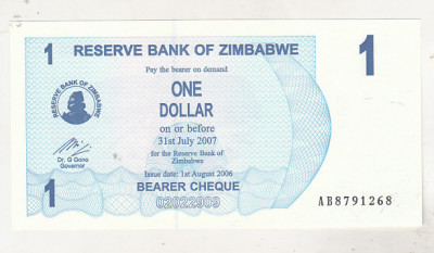 bnk bn Zimbabwe 1 $ 2006 unc foto