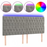 Cumpara ieftin Tablie de pat cu LED, gri deschis, 180x7x118/128 cm, catifea
