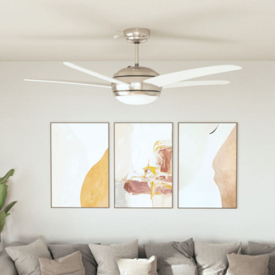 Ventilator tavan decorativ cu iluminare, 128 cm, alb GartenMobel Dekor foto