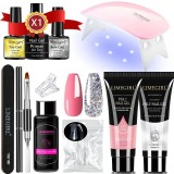Kit Unghii Gel, Lampa UV, cutie bambus, set complet unghii semipermanente, Model 6