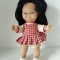 Papusa aspect asiatic / japonez, cu par drept negru lung, cauciuc, 23 cm