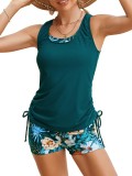JASAMBAC Tankini pentru femei cu control al abdomenului, set bikini din 3 piese, top bikini push-up și șorturi de baie cu talie &icirc;naltă, costume de bai