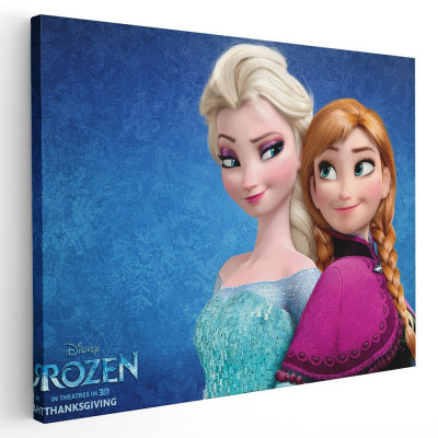 Tablou afis Frozen Elsa Anna desene animate 2186 Tablou canvas pe panza CU RAMA 50x70 cm foto
