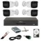 Sistem de supraveghere Dahua cu 4 camere 5 Megapixeli, Infrarosu 80m, Microfon, DVR 4 canale 5 Megapixeli, Hard 1TB, Accesorii SafetyGuard Surveillanc