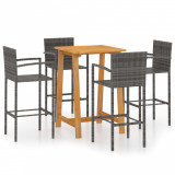 Set mobilier de bar de grădină, 5 piese, gri, vidaXL