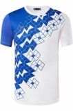 Tricou Sport Baieti Quick Dry, Maneci Scurte, Ideal pentru Golf, Tenis, Fitness, Alergare, Alb si Bleumarin, XL (US) Bleumarin 108 CM
