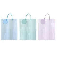 Sacosa Pastel cu dungi, din hartie cu maner din snur, 26 x 32.5 x 12.7 cm (20