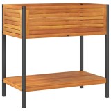 Cumpara ieftin Jardiniera de gradina cu raft 80x45x80cm lemn masiv acacia/otel