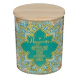 Lum&acirc;nare Parafină Decorativă, Model Ethnic, Parfum Vanilie, Capac Lemn, Multicolor, 9x10.5cm, Oem
