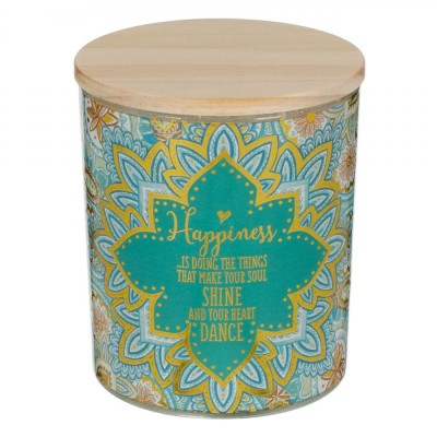 Lum&amp;acirc;nare Parafină Decorativă, Model Ethnic, Parfum Vanilie, Capac Lemn, Multicolor, 9x10.5cm foto