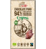 Ciocolata Neagra cu 94% Cacao Bio si Fairtrade 100gr Sole, Chocolates Sole