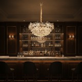 Candelabru Cristal JARDIN Magno 14xE14, Diametru 60cm, Inaltime 35cm, Auriu Lucios, Inaltime Reglabila, Design Elegant