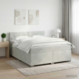 Cumpara ieftin Pat boxspring cu saltea Gri deschis 160 x 200 cm Catifea